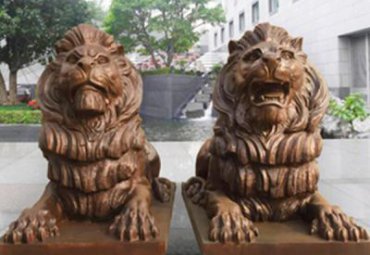 小区门口狮子动物铜雕
