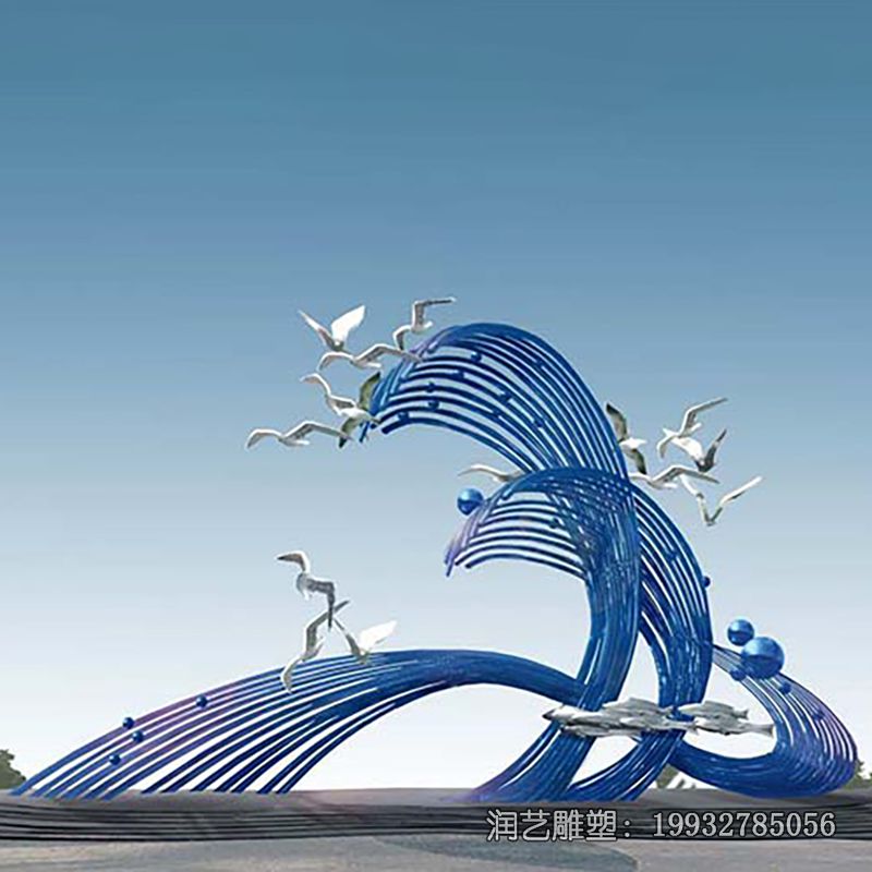 景区不锈钢海浪景观雕塑 景区不锈钢海浪景观雕塑