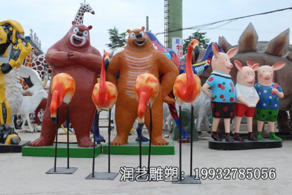 街道玻璃钢动物火烈鸟雕塑 街道玻璃钢动物火烈鸟雕塑