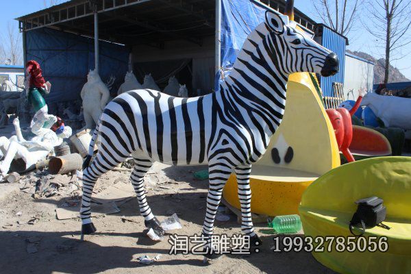 公司玻璃钢斑马动物雕塑 公司玻璃钢斑马动物雕塑