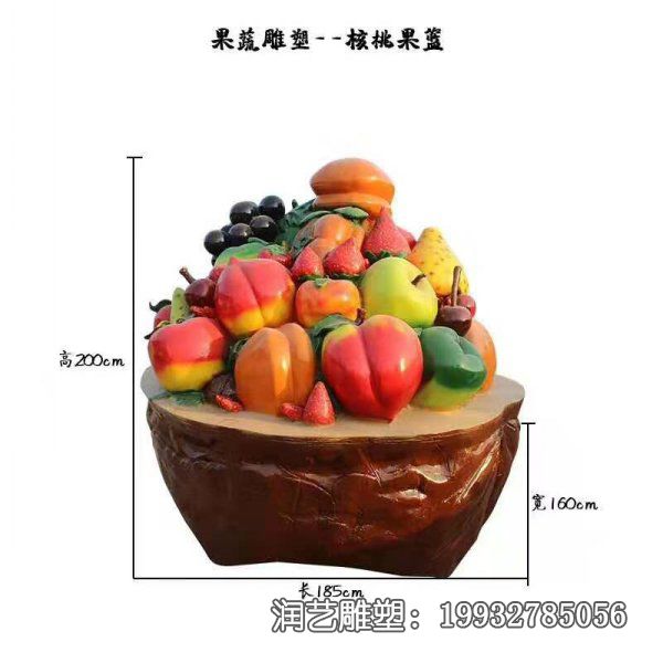 游乐场玻璃钢果篮景观雕塑 游乐场玻璃钢果篮景观雕塑