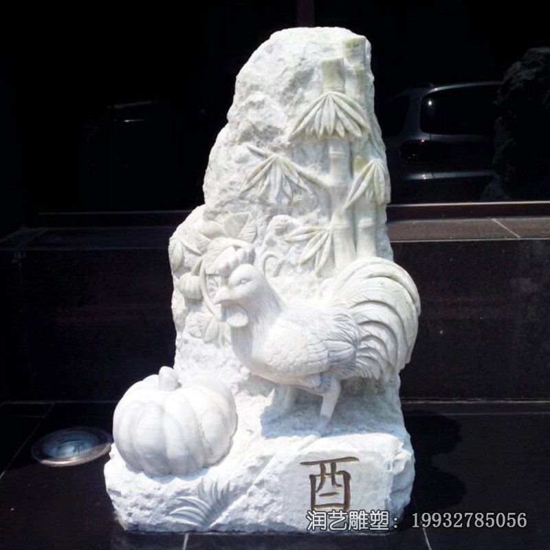 酒店汉白玉鸡动物石雕 酒店汉白玉鸡动物石雕
