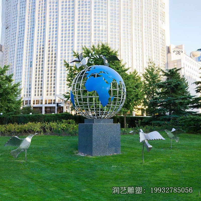 广场不锈钢地球仪景观雕塑 广场不锈钢地球仪景观雕塑