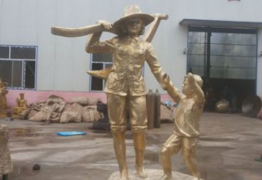 游乐场母子人物铜雕