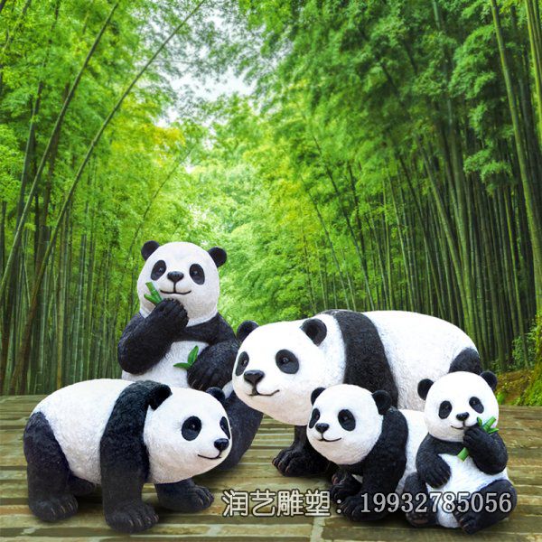 企业玻璃钢熊猫动物雕塑 企业玻璃钢熊猫动物雕塑