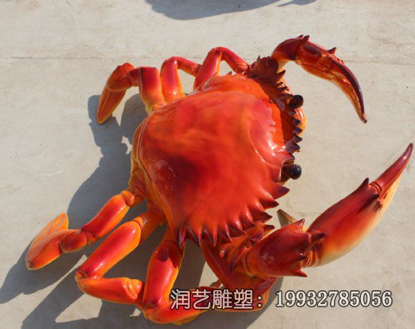 商业街玻璃钢螃蟹动物雕塑 商业街玻璃钢螃蟹动物雕塑