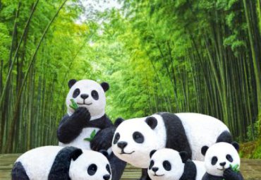 企业玻璃钢熊猫动物雕塑