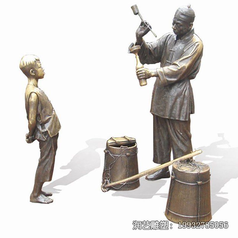 景区打酱油小品人物铜雕 景区打酱油小品人物铜雕