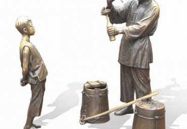 景区打酱油小品人物铜雕