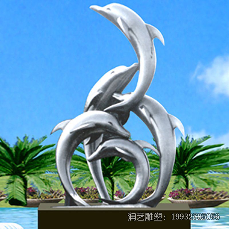 城市不锈钢海豚动物雕塑 城市不锈钢海豚动物雕塑