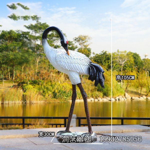 草坪玻璃钢仙鹤动物雕塑 草坪玻璃钢仙鹤动物雕塑