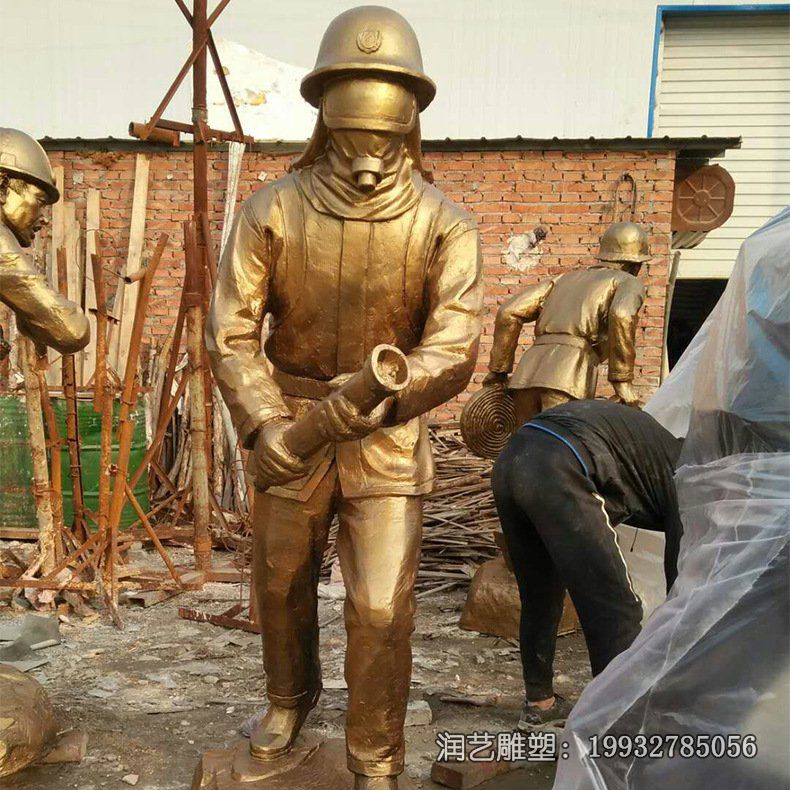 商场消防人物铜雕 商场消防人物铜雕