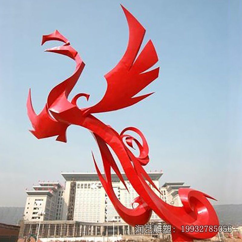 酒店不锈钢凤凰动物雕塑 酒店不锈钢凤凰动物雕塑
