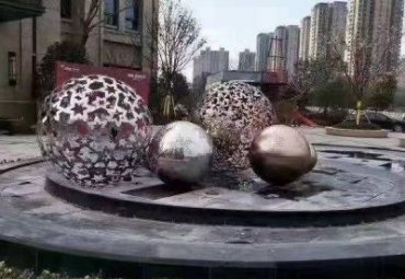 城市不锈钢镂空球景观雕塑