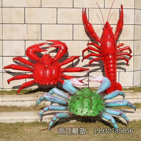 城市玻璃钢螃蟹动物雕塑 城市玻璃钢螃蟹动物雕塑