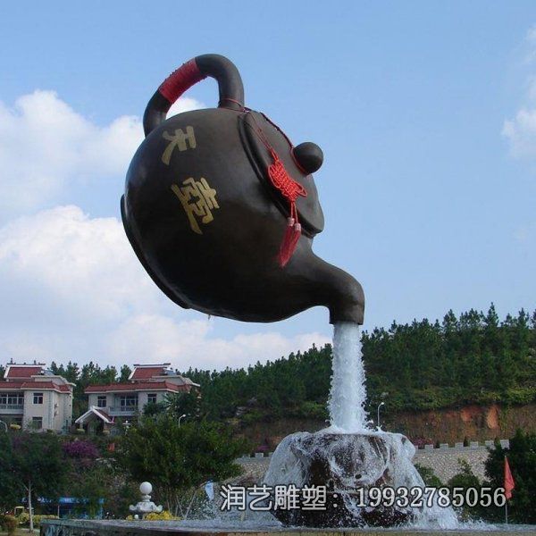 商场玻璃钢茶壶景观雕塑 商场玻璃钢茶壶景观雕塑
