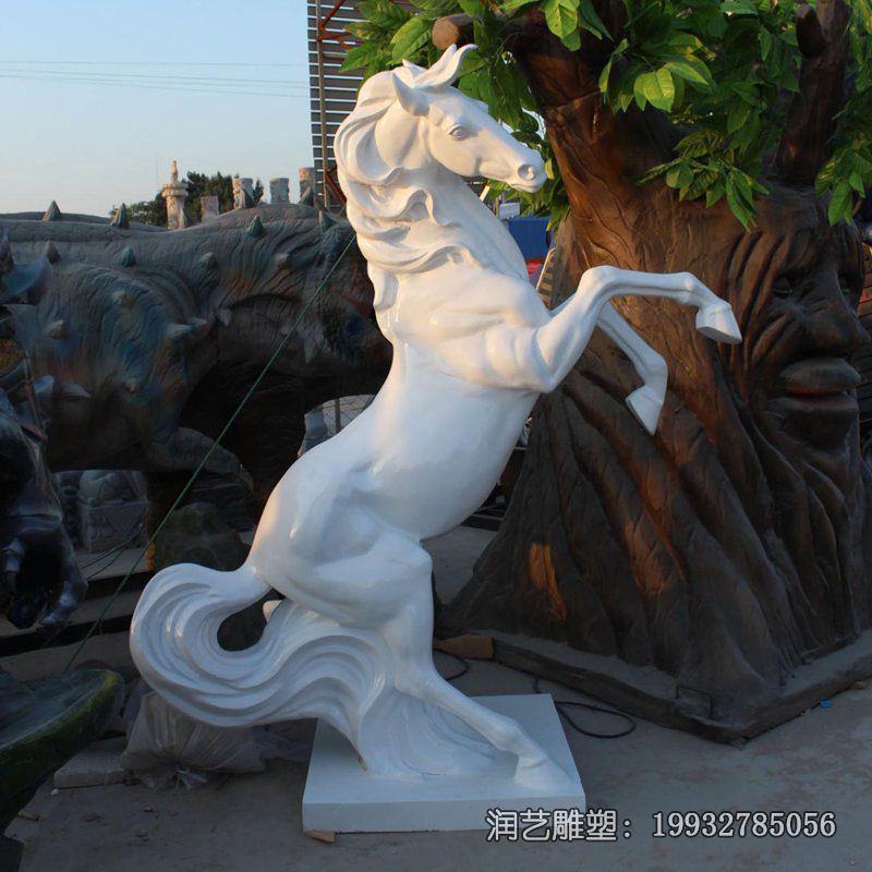 小区汉白玉马动物石雕 小区汉白玉马动物石雕
