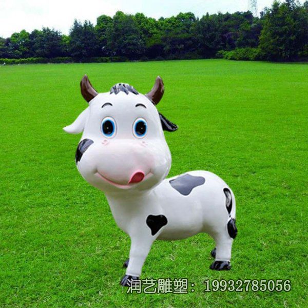 小区玻璃钢奶牛动物雕塑 小区玻璃钢奶牛动物雕塑