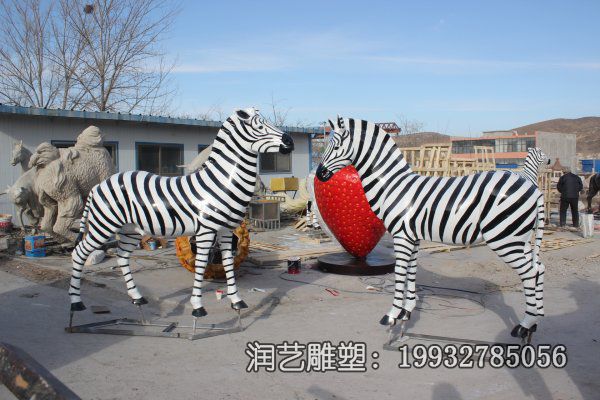 城市玻璃钢斑马动物雕塑 城市玻璃钢斑马动物雕塑
