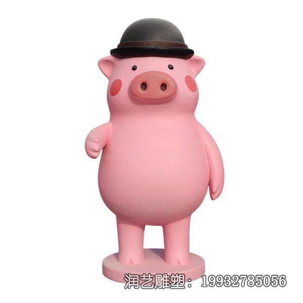景区玻璃钢猪动物雕塑 景区玻璃钢猪动物雕塑