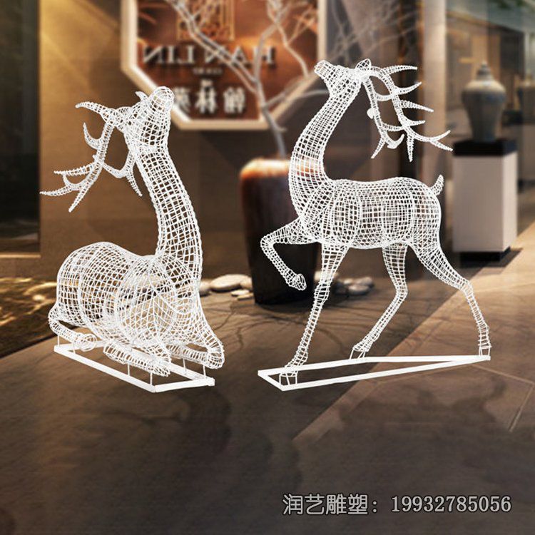 小区不锈钢鹿动物雕塑 小区不锈钢鹿动物雕塑
