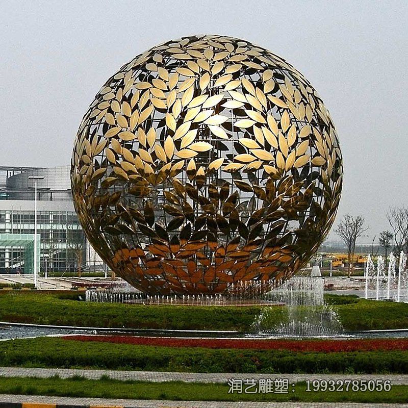 酒店不锈钢镂空球景观雕塑 酒店不锈钢镂空球景观雕塑