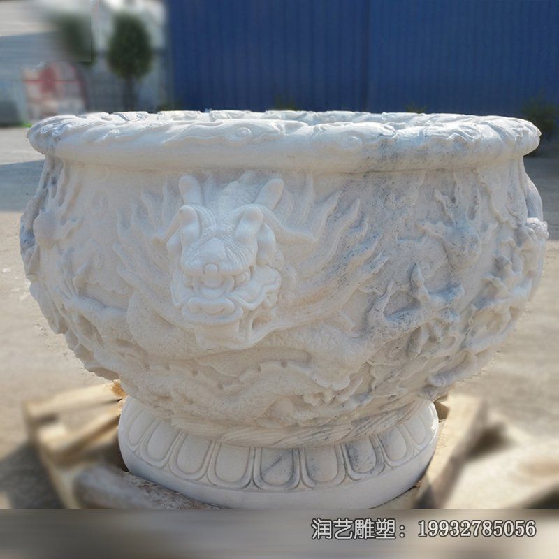 景区大理石水缸景观石雕 景区大理石水缸景观石雕