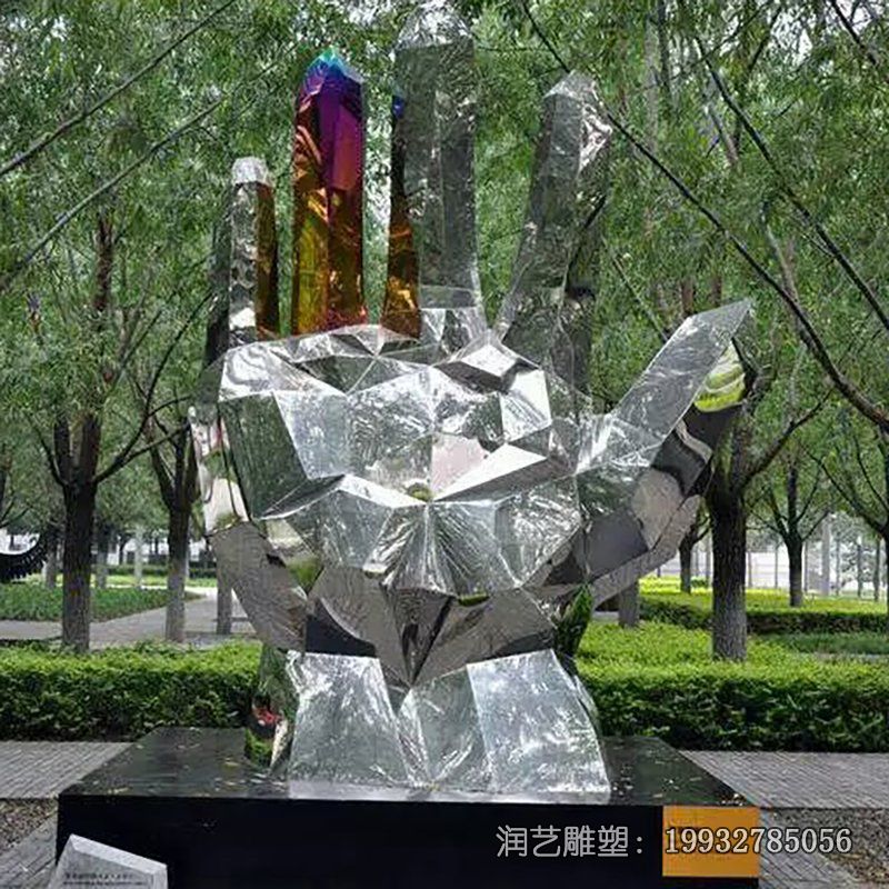 小区不锈钢手景观雕塑 小区不锈钢手景观雕塑