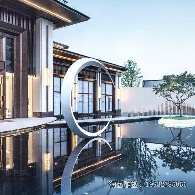 企业不锈钢月亮景观雕塑 企业不锈钢月亮景观雕塑