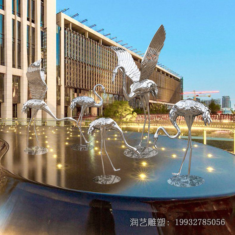 酒店不锈钢火烈鸟动物雕塑 酒店不锈钢火烈鸟动物雕塑