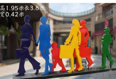 小区不锈钢购物人物雕塑
