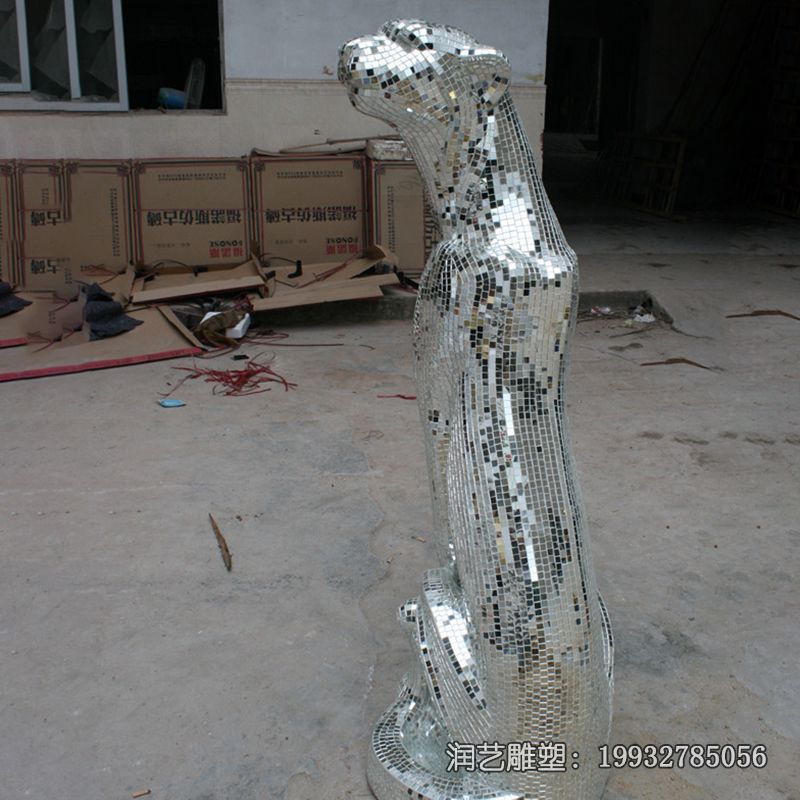 景区不锈钢豹动物雕塑 景区不锈钢豹动物雕塑