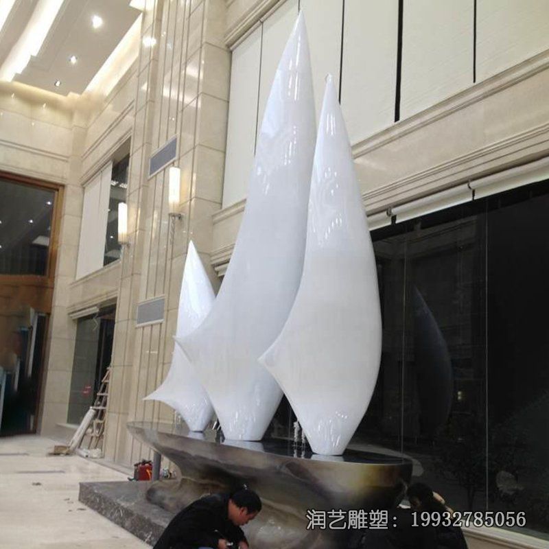 企业不锈钢船景观雕塑 企业不锈钢船景观雕塑