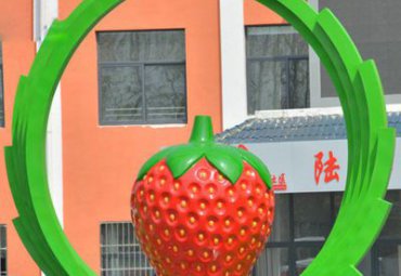 酒店不锈钢草莓景观雕塑