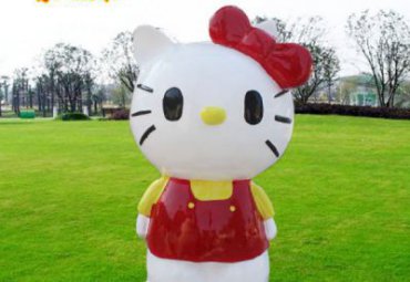 草坪玻璃钢kt猫卡通雕塑