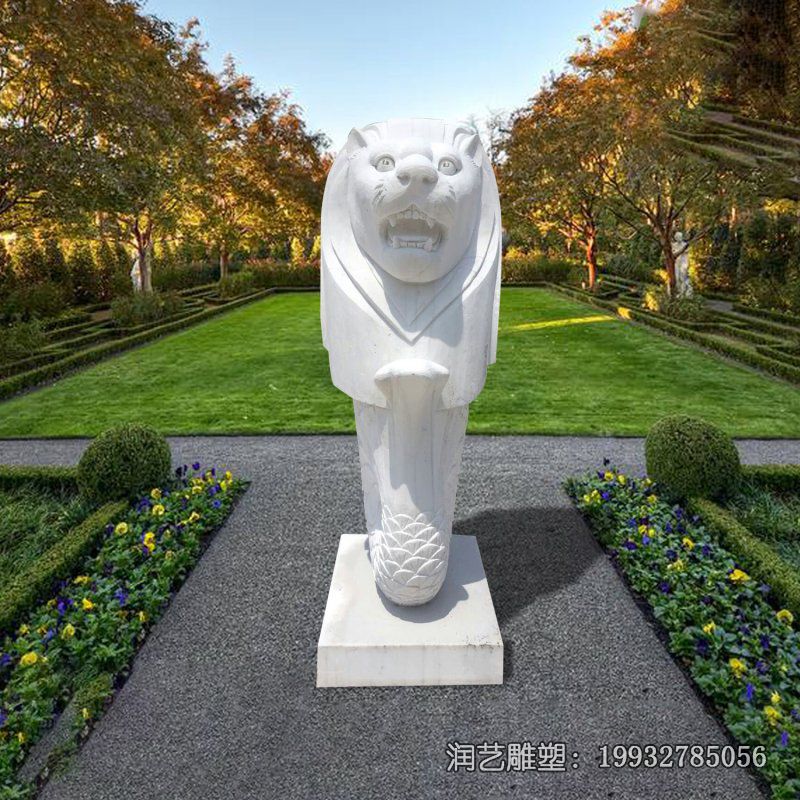草坪鱼尾狮动物石雕 草坪鱼尾狮动物石雕