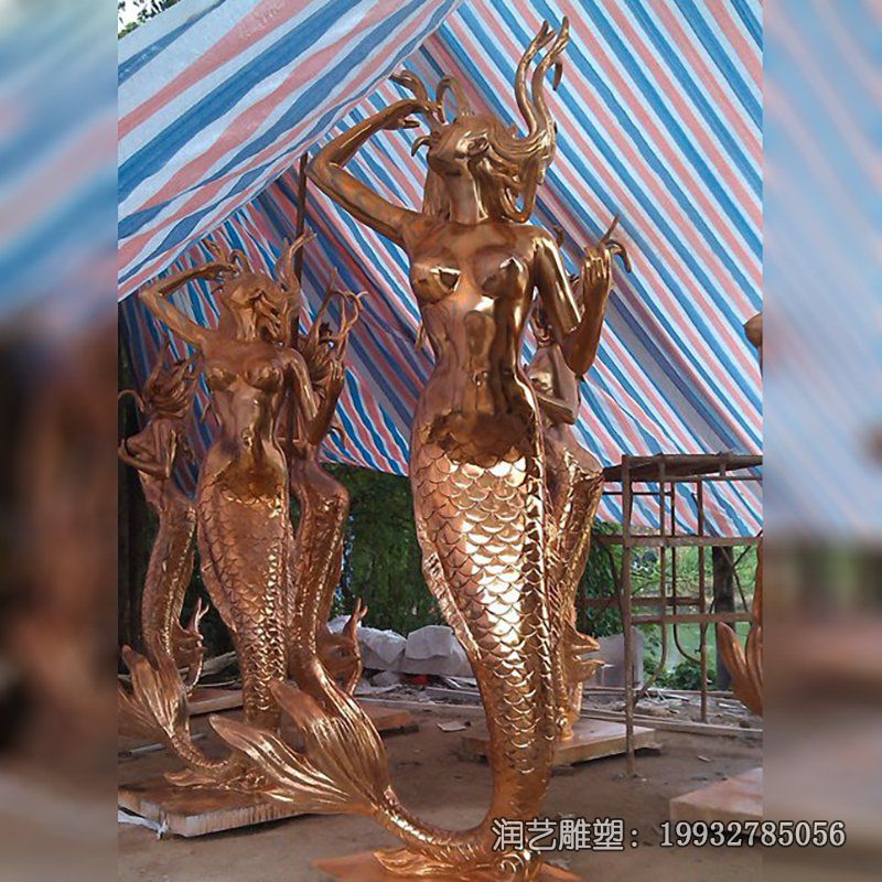商业街美人鱼人物铜雕 商业街美人鱼人物铜雕