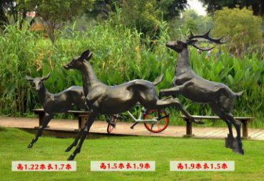 学校小鹿动物铜雕