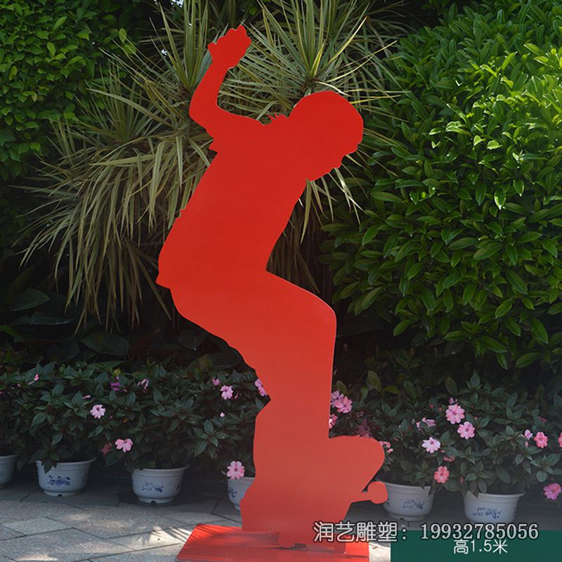 小区不锈钢滑板人物雕塑 小区不锈钢滑板人物雕塑