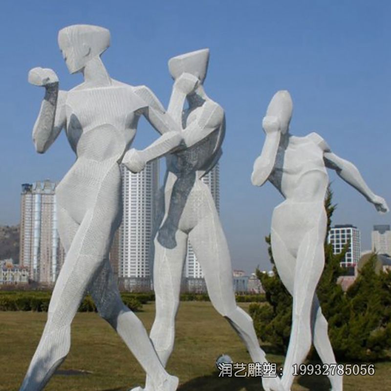 草坪不锈钢竞走人物雕塑 草坪不锈钢竞走人物雕塑
