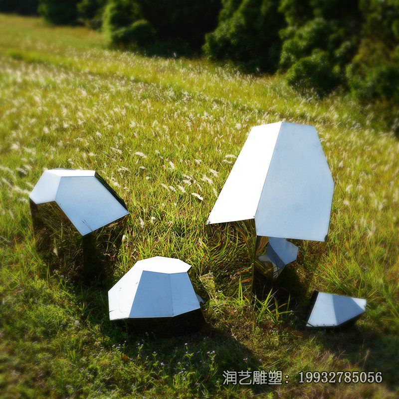 公园不锈钢石头景观雕塑 公园不锈钢石头景观雕塑