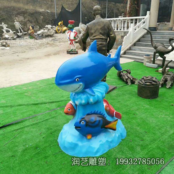 企业玻璃钢鲨鱼动物雕塑 企业玻璃钢鲨鱼动物雕塑