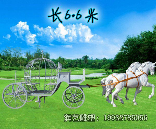 景区玻璃钢马车景观雕塑 景区玻璃钢马车景观雕塑