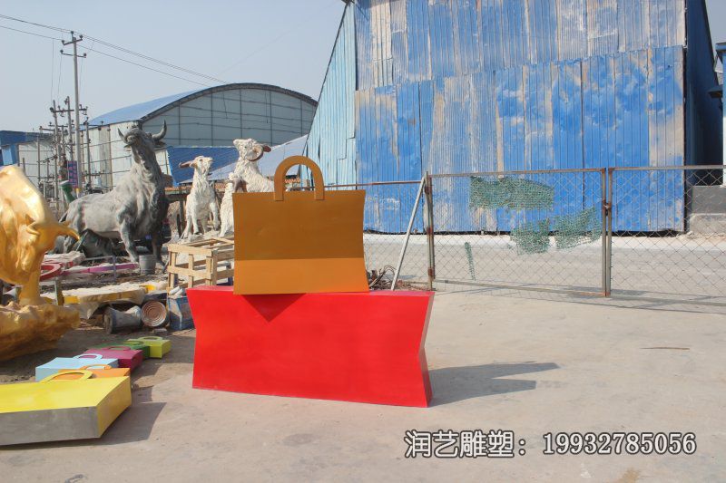 商场不锈钢购物袋景观雕塑 商场不锈钢购物袋景观雕塑