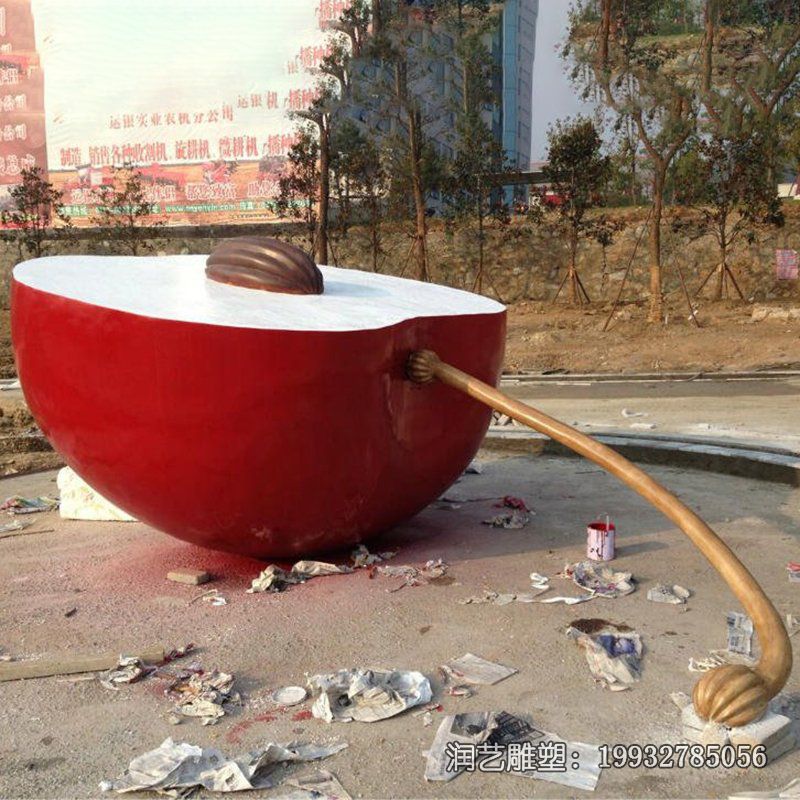 商业街不锈钢苹果景观雕塑 商业街不锈钢苹果景观雕塑