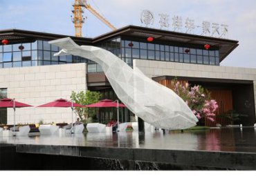 商业街不锈钢鲸鱼动物雕塑