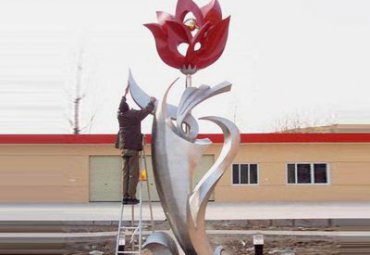 游乐场不锈钢花景观雕塑