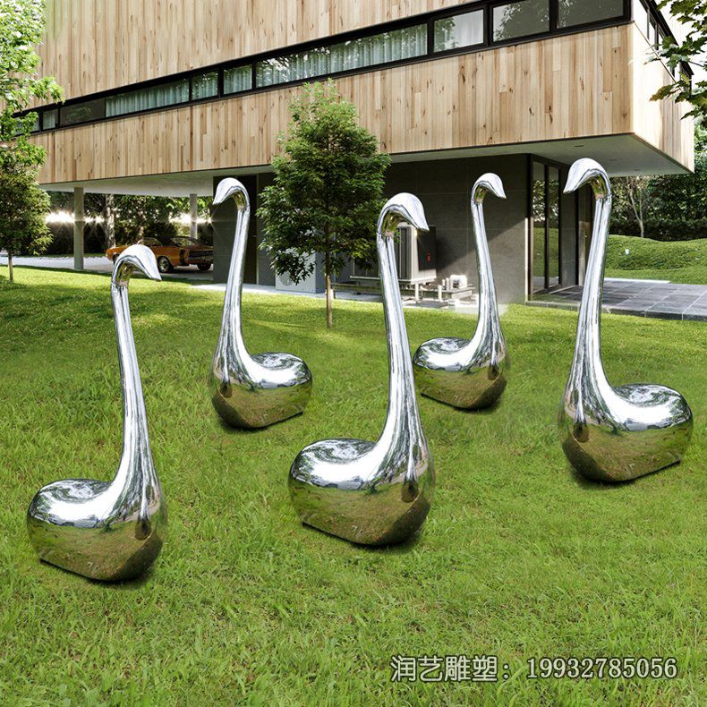 草坪不锈钢天鹅雕塑 草坪不锈钢天鹅雕塑