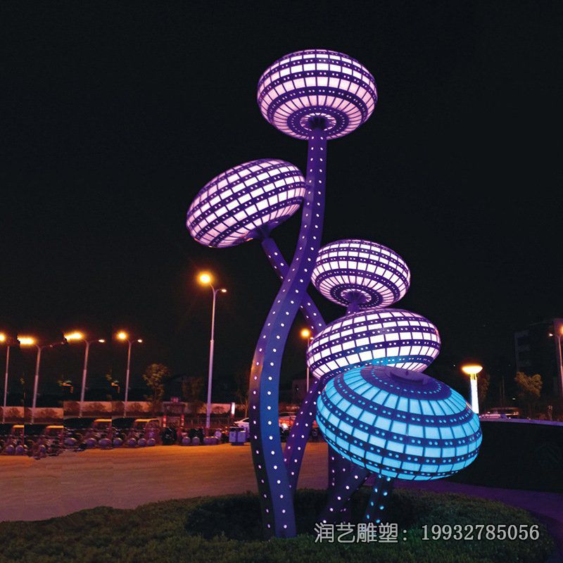 景区不锈钢蘑菇景观雕塑 景区不锈钢蘑菇景观雕塑