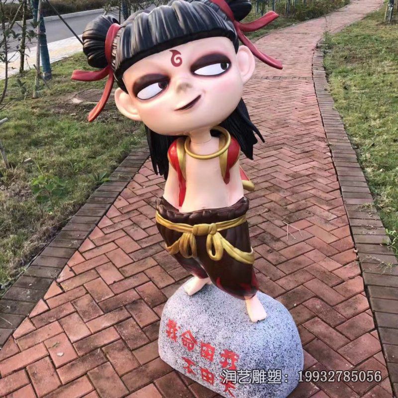 草坪玻璃钢哪吒雕塑 草坪玻璃钢哪吒雕塑